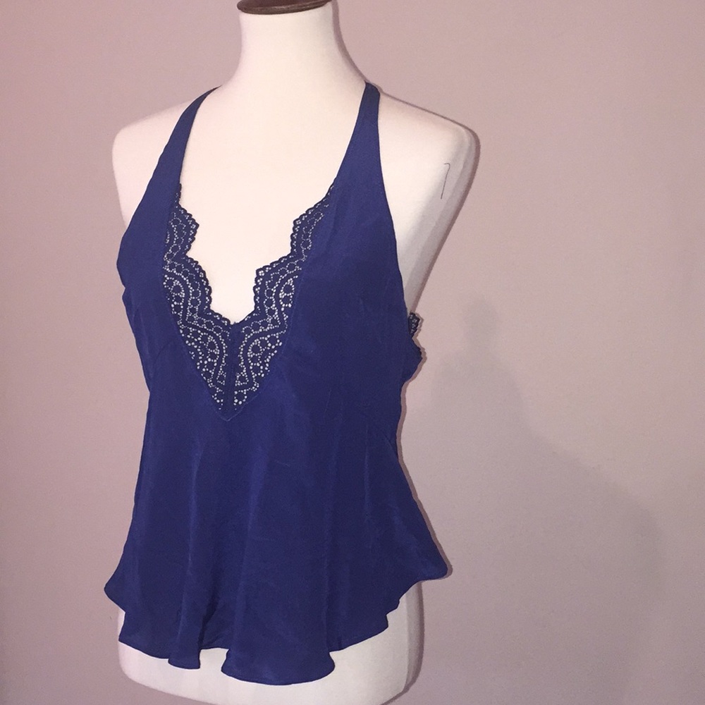 Free People “Intimately” Navy Lace Racerback Tank